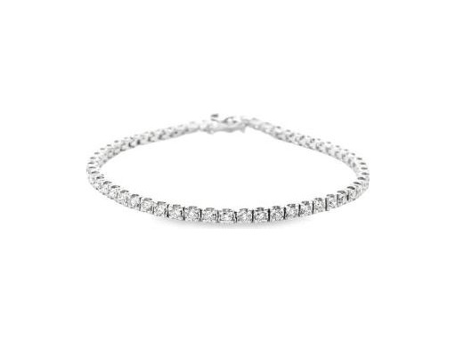 18K White Gold Tennis Bracelet with Natural Round Diamonds